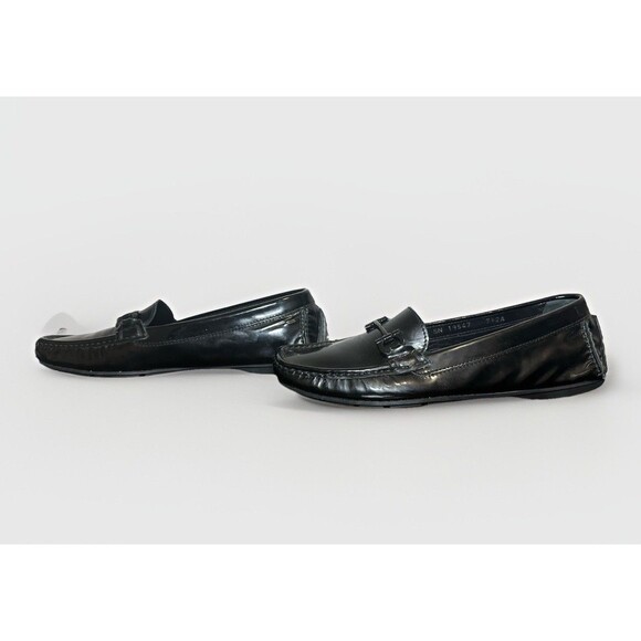 SALVATORE FERRAGAMO Black Patent Leather Horsebit Driving Loafers Women's 7.5 2A - Picture 2 of 13